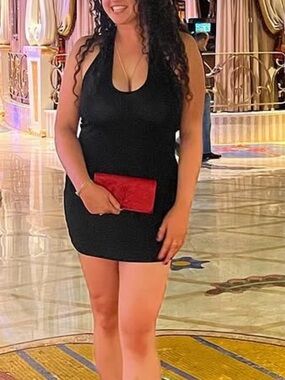 Black Halter Bodycon Dress - Women